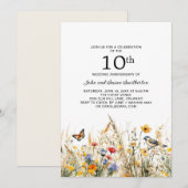 10周年記念の野の花と鳥と蝶 招待状 (正面/裏面)