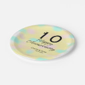 10周年記念イエローパステル名前レトロボ ペーパープレート (アングル)