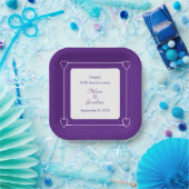 10周年記念エレガントロマンチックハート紫 ペーパープレート (パーティー)