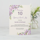 10周年記念カード | 花柄の結婚記念日のグリーティングカード 招待状 (スタンド正面)