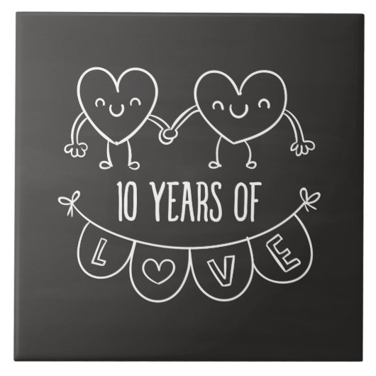 10周年記念ギフトチョークハート タイル (正面)