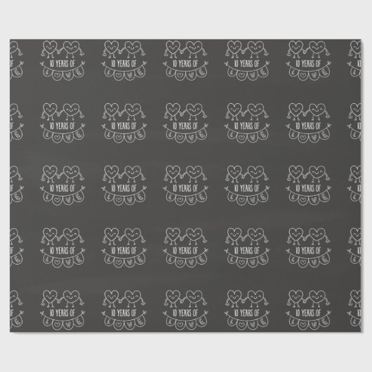 10周年記念ギフトチョークハート ラッピングペーパー (フラット)
