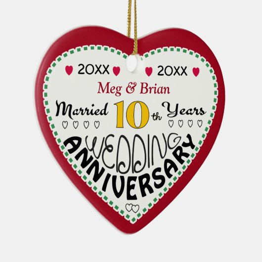 10周年記念ギフトハート型クリスマス セラミックオーナメント (右)