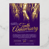 10周年記念グラマーパーティー金ゴールドパープルパーム 箔招待状 (正面)