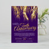 10周年記念グラマーパーティー金ゴールドパープルパーム 箔招待状 (立ち正面)