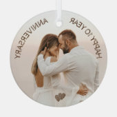 10周年記念ハートのカスタマイズ ガラスオーナメント (裏面)