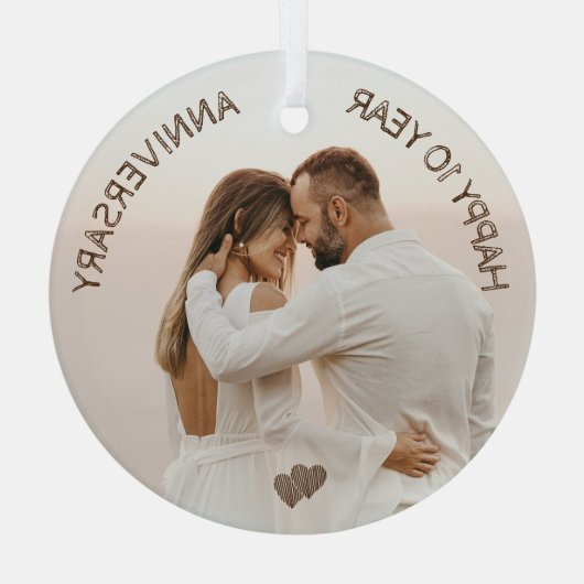 10周年記念ハートのカスタマイズ ガラスオーナメント (裏面)