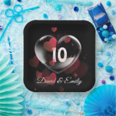 10周年記念ハートバブル赤いハート ペーパープレート (パーティー)