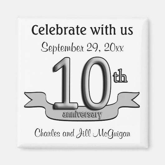 10周年記念パーティーの好意を保存 マグネット (正面)