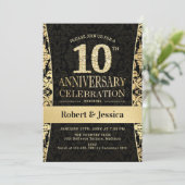 10周年記念パーティー-金ゴールドブラック 招待状 (スタンド正面)