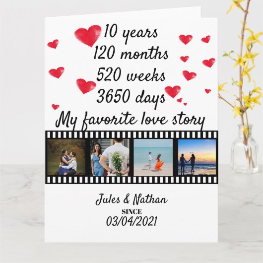 10周年記念フィルムストリップ写真ディスプレイ カード (黄色い花)