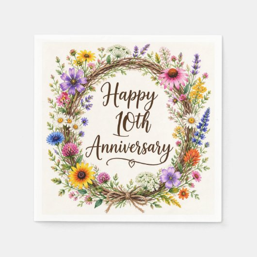 10周年記念ペーパーナプキン 結婚10周年 スタンダードカクテルナプキン (正面)