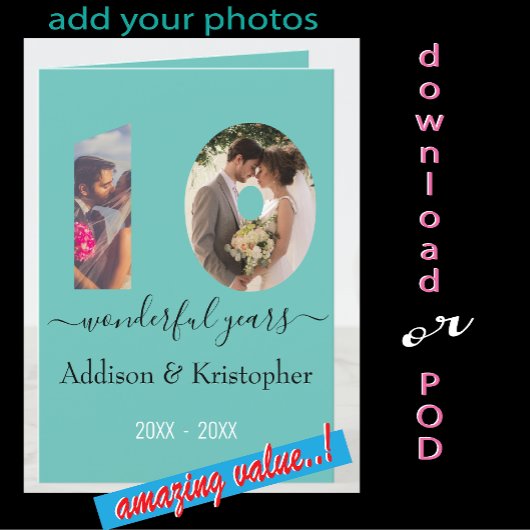 10周年記念ラブフォーエバー写真テンプレート カード