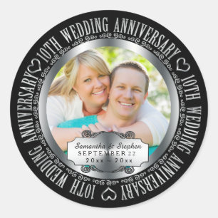 10周年記念写真結婚名日付 ラウンドシール