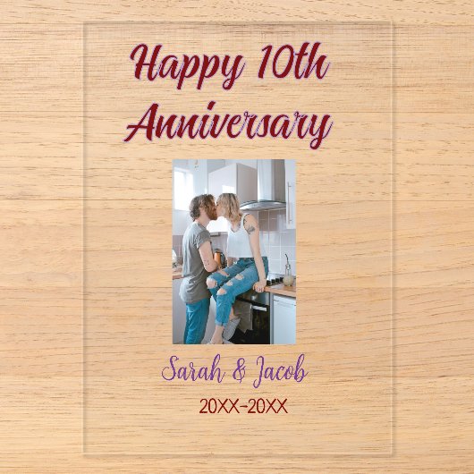 10周年記念写真 結婚式 カップル 名前 日付 アクリル招待状 (正面)
