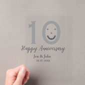 10周年記念日お名前入りグレー太字の絵文字 アクリル招待状 (インサイチュ (ポータブル))