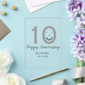 10周年記念日お名前入りグレー太字の絵文字 アクリル招待状 (インサイチュ (ウェディング))