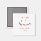 10周年記念日のピーチパステル 名前 レトロb マグネット (正面/裏面)