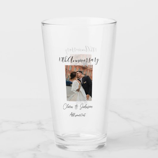 10周年記念日の写真 名前 結婚 ロマンティック タンブラーグラス (正面)