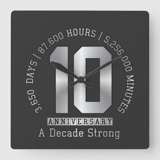 10周年記念日 - 強い意志と絆の証 スクエア壁時計