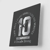10周年記念日 - 強い意志と絆の証 スクエア壁時計 (傾斜)