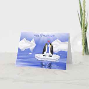 10周年記念日、愛に満ちた2羽のペンギン カード