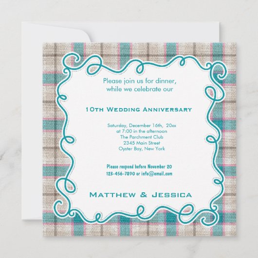 10周年記念日 招待状 (正面)