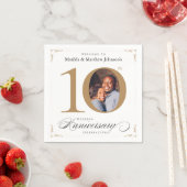 10周年記念書道ホワイト金ゴールド スタンダードカクテルナプキン (インサイチュ)