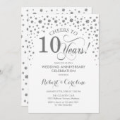 10周年記念祝賀会 - シルバー ホワイト 招待状 (正面/裏面)