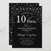 10周年記念祝賀 - シルバー ブラック 招待状 (正面/裏面)