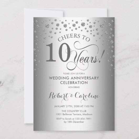 10周年記念祝賀 - シルバー 招待状 (正面)