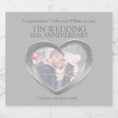 10周年記念結婚のスズカスタムハート写真 スパークリングワインラベル (シングルラベル)