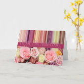 10周年記念結婚カード – パステルバラストライプ カード (黄色い花)