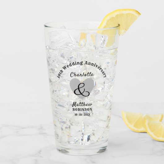 10周年記念結婚ギフトグラスパーソナライズされた タンブラーグラス (アイス裏面)