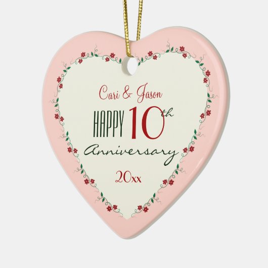 10周年記念結婚クリスマスプレゼント応援 セラミックオーナメント (左)