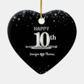 10周年記念結婚グリッターシルバーカスタム セラミックオーナメント (裏面)