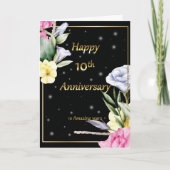 10周年記念結婚グリーティングカード金ゴールド サンキューカード (正面)