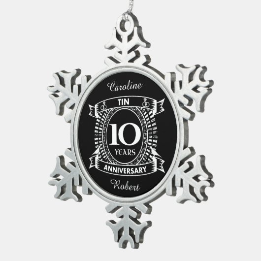 10周年記念結婚スズ スノーフレークピューターオーナメント (右)