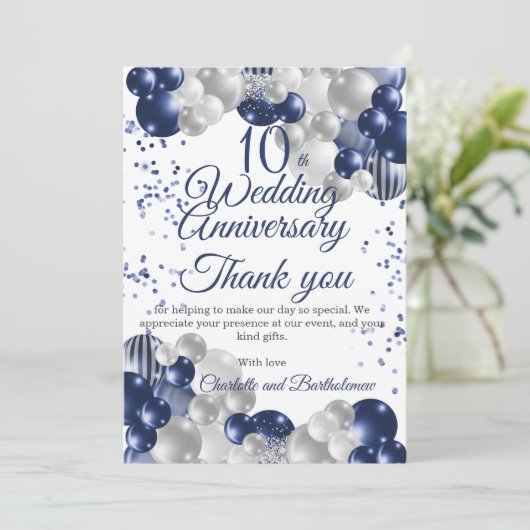 10周年記念結婚パーティー サンキューカード (スタンド正面)