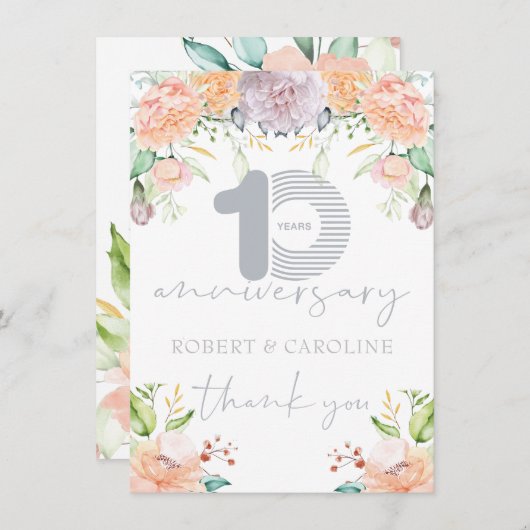 10周年記念結婚フローラありがとう サンキューカード (正面/裏面)