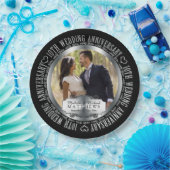 10周年記念結婚写真黒シルバートーン ペーパープレート (パーティー)