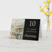 10周年記念結婚叔母と伯父ピンクのバラ カード (黄色い花)
