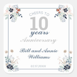 10周年記念結婚応援～10年パーティー スクエアシール