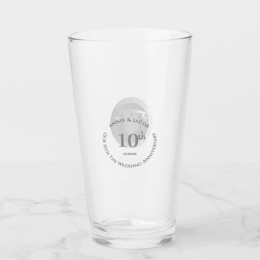 10周年記念結婚的なティンメダリオン タンブラーグラス (裏面)