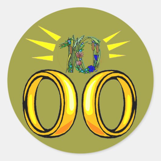 10周年記念結婚贈り ラウンドシール (正面)