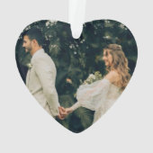 10周年記念結婚金ゴールドハートカップル写真 オーナメント (裏面)