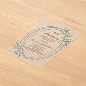 10周年記念結婚銀の緑が曇った アクリル招待状 (レイダウン)