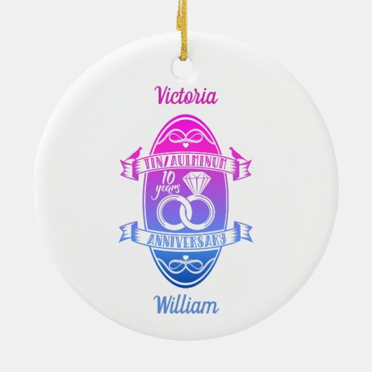 10周年記念結婚錫アルミニウム セラミックオーナメント (裏面)