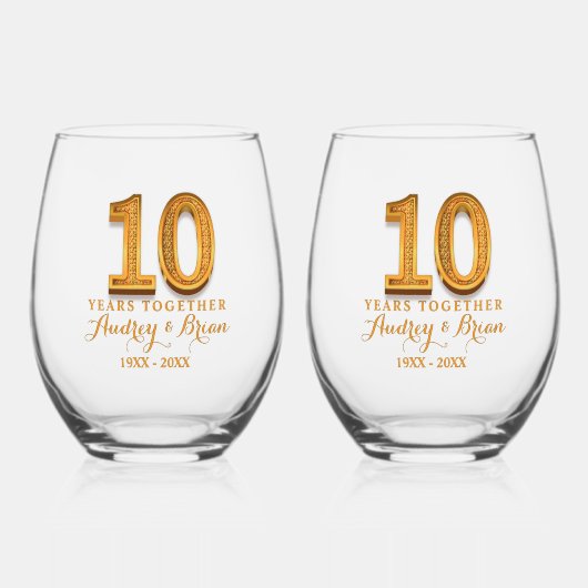 10周年記念 オーダーメイド ステムなしワイングラス (正面)