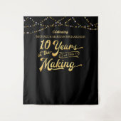 10周年記念 ブラックゴールド ライト フォト 背景 タペストリー (正面)